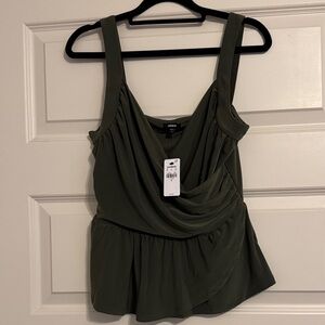 Brand New With Tags Express Olive Green Draped Women's Blouse